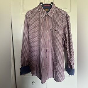 Tommy Bahama Mens Long Sleeve Button Down Shirt Size L 100% Cotton Flip Cuff